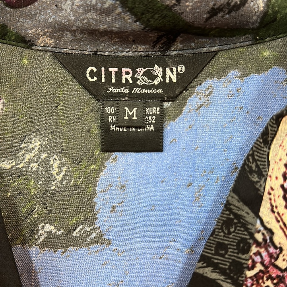 Citron womams 100% SILK sheer button blouse size M - Picture 4 of 7